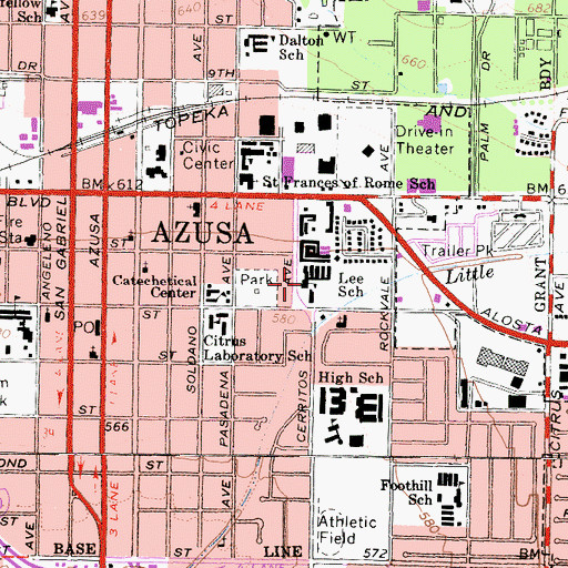 Topographic Map of Charles H Lee Elementary School, CA
