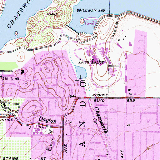 Topographic Map of Lees Lake, CA