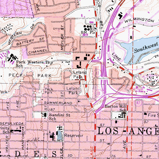 Topographic Map of Leland Park, CA
