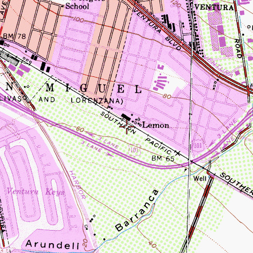 Topographic Map of Lemon, CA