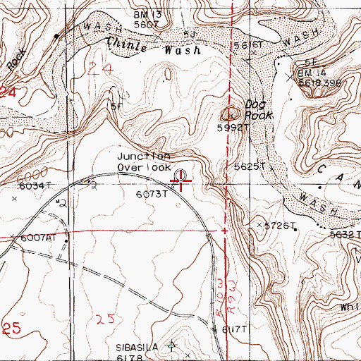 Topographic Map of Junction Overlook, AZ