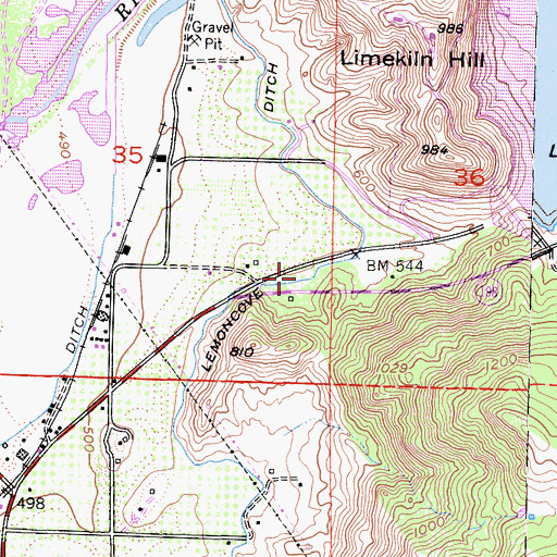 Topographic Map of Lemoncove Ditch, CA