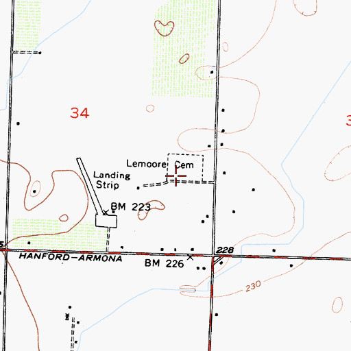 Topographic Map of Lemoore Cemetery, CA
