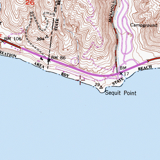 Topographic Map of Leo Carrillo State Park, CA