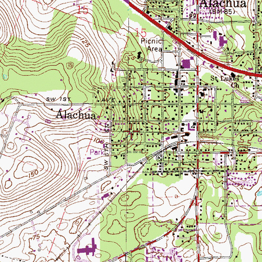 Topographic Map of Church of Christ at Alachua, FL