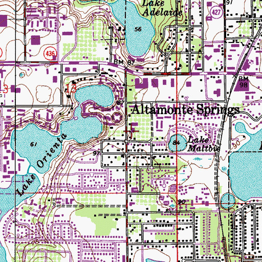 Topographic Map of Altamonte Springs City Library, FL