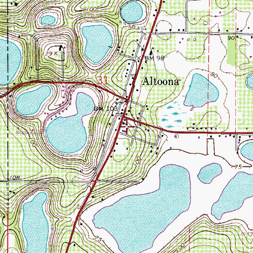 Topographic Map of First Baptist Church of Micco, FL