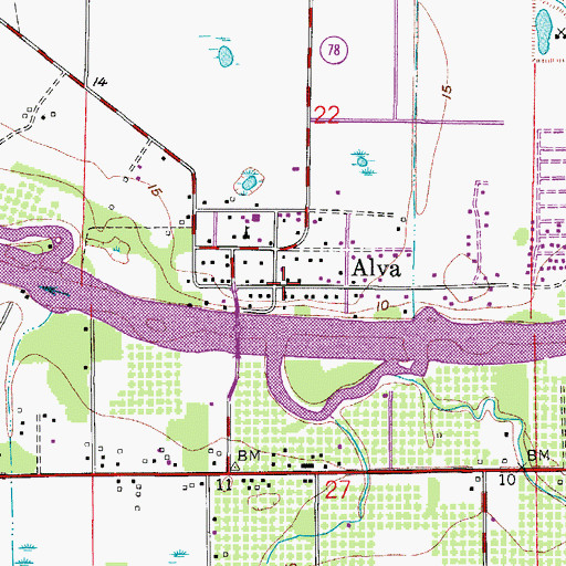 Topographic Map of Alva United Methodist Church, FL