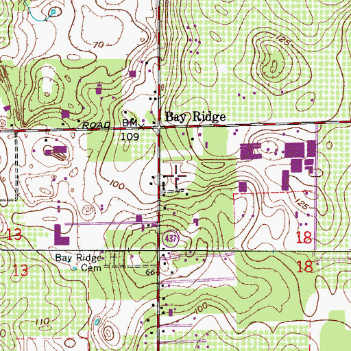 Topographic Map of Oak Tree Park, FL