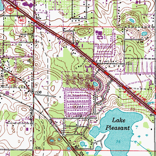 Topographic Map of The Hills Mobile Home Park, FL