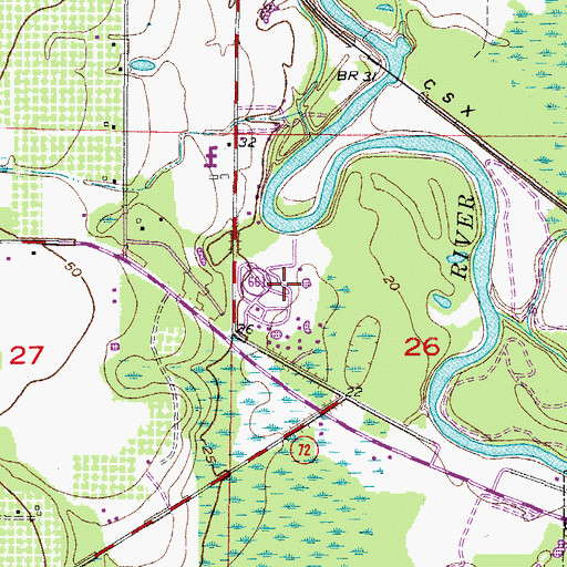 Topographic Map of Arcadia Village Adult Mobile Home Community, FL