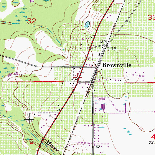 Topographic Map of Brownville Baptist Church, FL