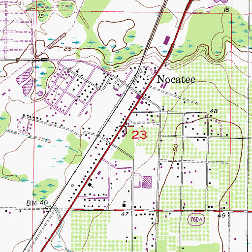 Topographic Map of First Baptist Church of Nocatee, FL