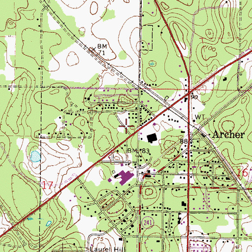 Topographic Map of Archer Emergency Heliport, FL