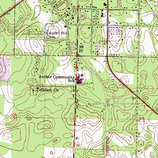 Topographic Map of Archer Church of God by Faith, FL