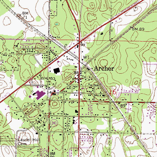 Topographic Map of Church of Christ of Archer, FL