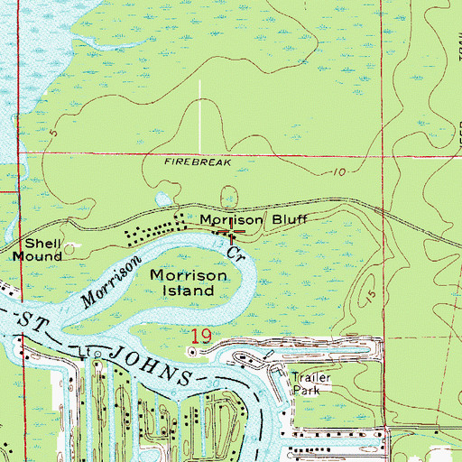 Topographic Map of South Moon Fish Camp Marina, FL