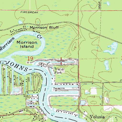 Topographic Map of Blairs Jungle Den Mobile Home Park, FL