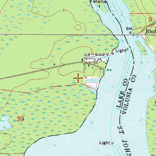 Topographic Map of Powells Campground Mobile Home Park, FL