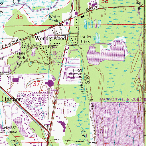 Topographic Map of Atlantic Village Mobile Home Park, FL