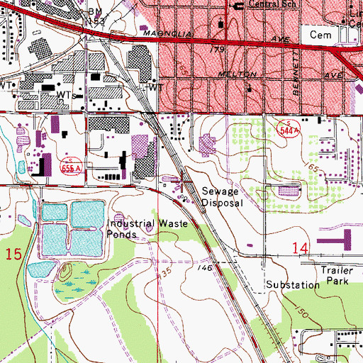 Topographic Map of Auburndale Wastewater Treatment Plant, FL