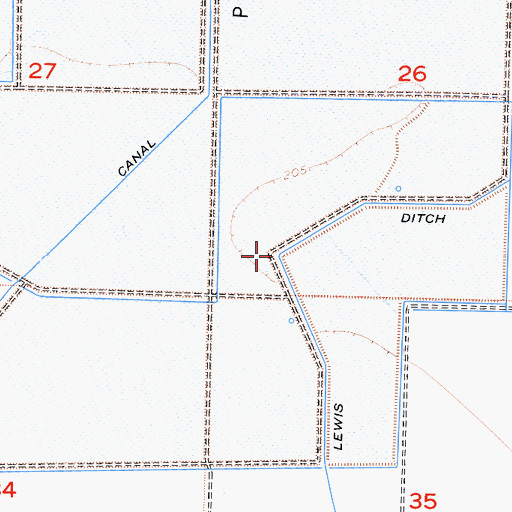 Topographic Map of Lewis Ditch, CA