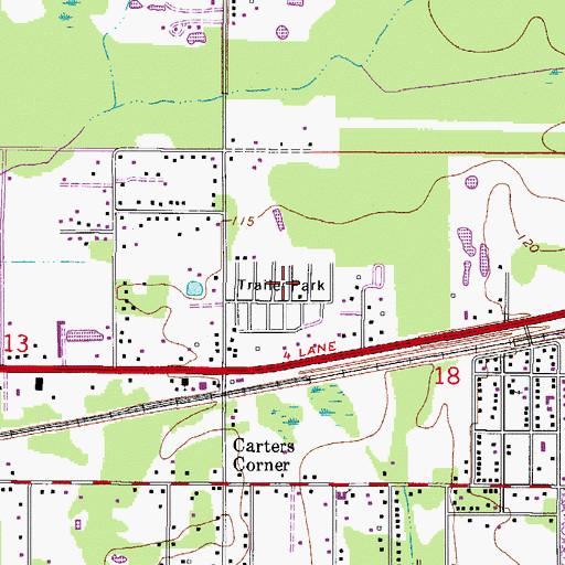 Topographic Map of Evergreen Mobile Home Estates, FL