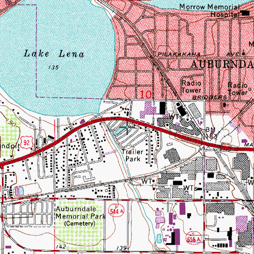 Topographic Map of Happy Day Trailer Park, FL