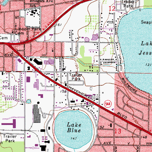 Topographic Map of Lake Blue Mobile Home Park, FL