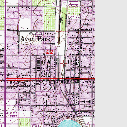 Topographic Map of Avon Park Public Library, FL