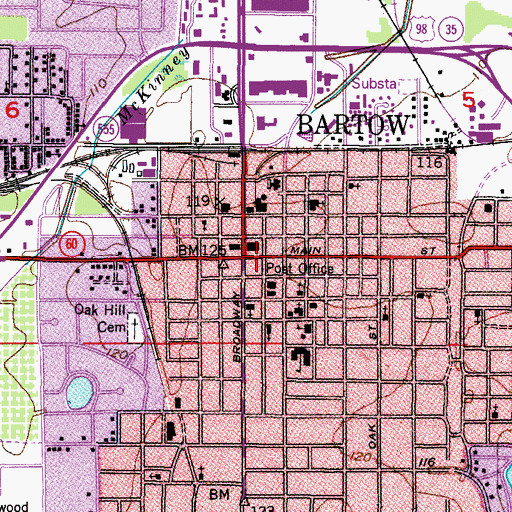 Topographic Map of Polk County Historical and Genealogical Library, FL