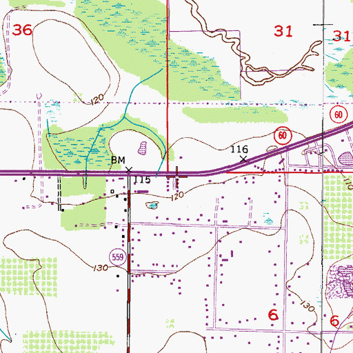 Topographic Map of J B's Mobile Home Park, FL