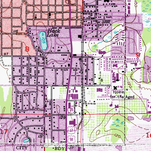 Topographic Map of Bartow Mobile Home Park, FL