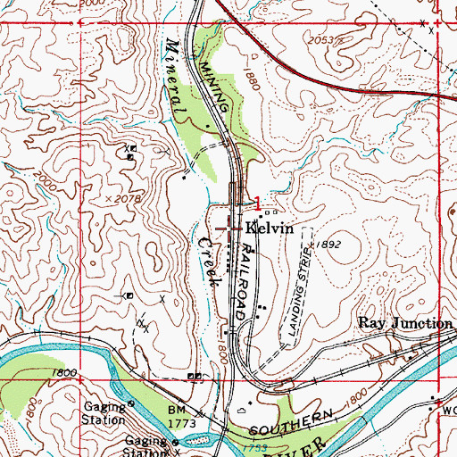 Topographic Map of Kelvin, AZ