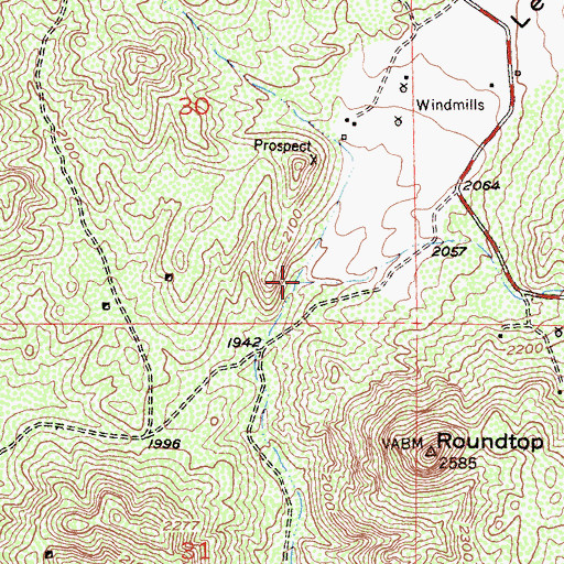 Topographic Map of Lewis Valley, CA