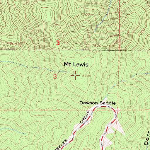 Topographic Map of Mount Lewis, CA