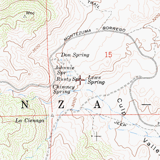 Topographic Map of Lews Spring, CA