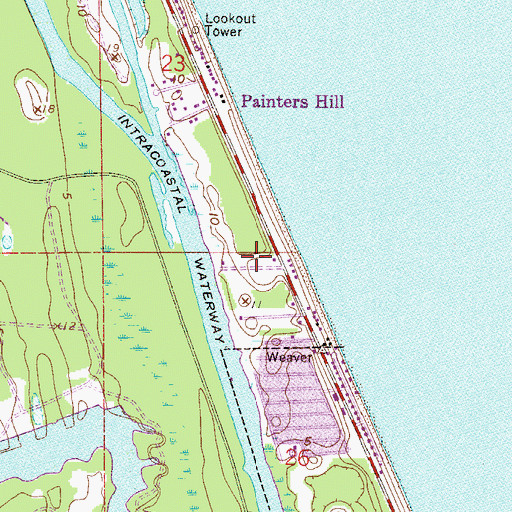 Topographic Map of Beverly Beach Trailer Park, FL