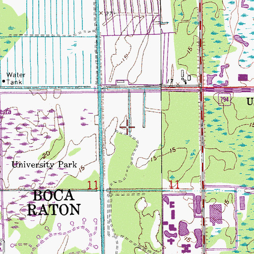 Topographic Map of James A Rutherford Community Center, FL