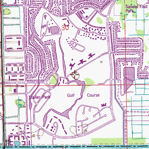 Topographic Map of Barefoot Bay Golf and Recreation Park, FL