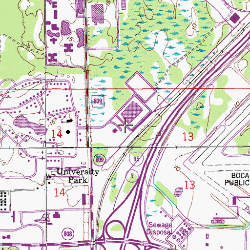 Topographic Map of Woodland Post Office, FL