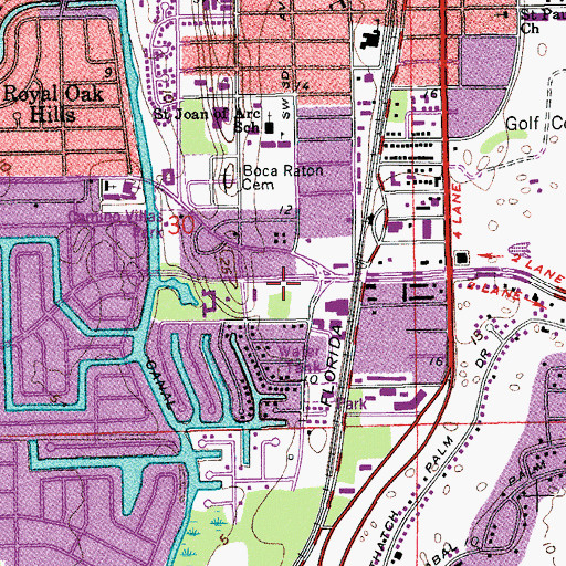 Topographic Map of Camino Real Plaza Shopping Center, FL