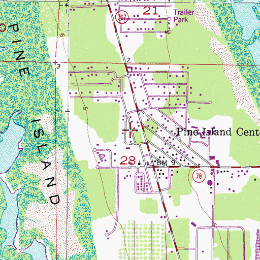 Topographic Map of Lee County Public Library System Pine Island Public Library, FL