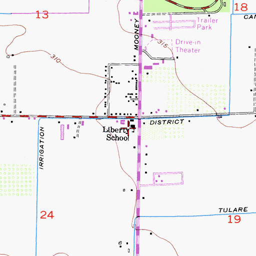 Topographic Map of Liberty Elementary School, CA