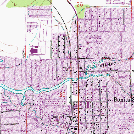 Topographic Map of Bonita Spring Historical Society, FL