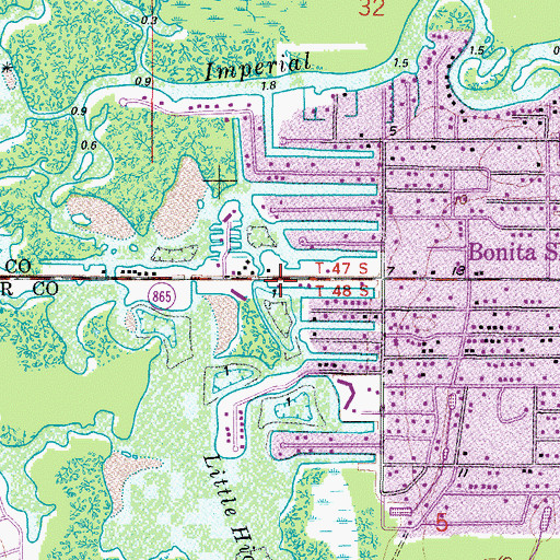 Topographic Map of Back Bay Marina, FL