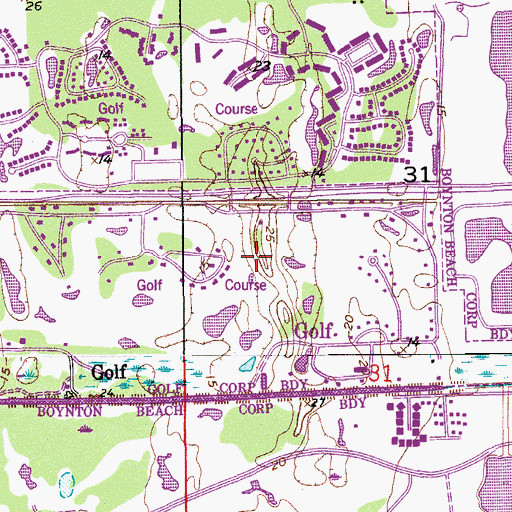 Topographic Map of Boca Raton Municipal Golf Course, FL