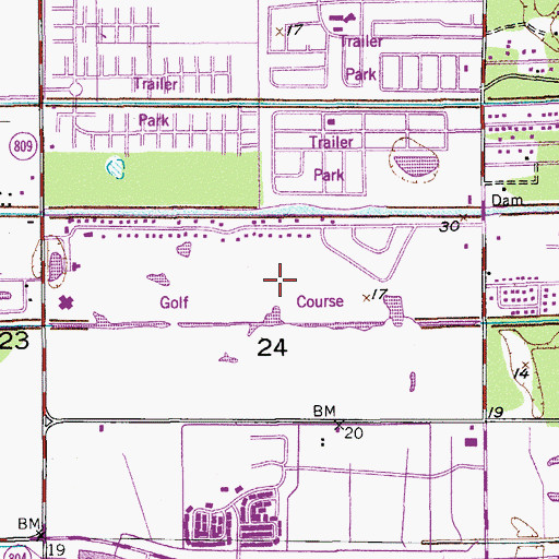 Topographic Map of Boca Rio Golf Club, FL