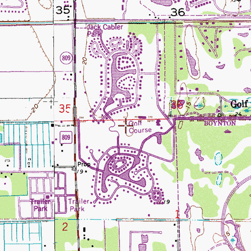 Topographic Map of Boca Teeca Country Club, FL