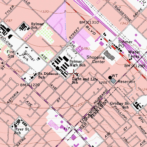 Topographic Map of Light and Life School, CA
